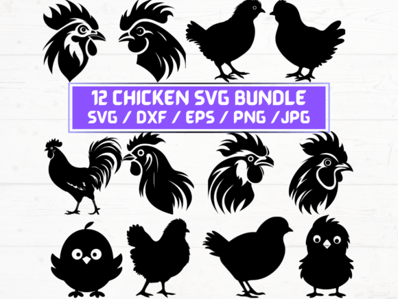12 Chicken SVG Bundle
