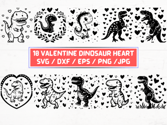 Valentine Dinosaur Heart SVG