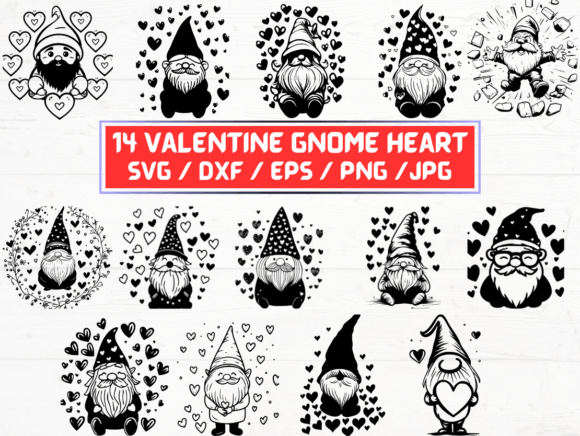 Valentine Gnome Heart SVG