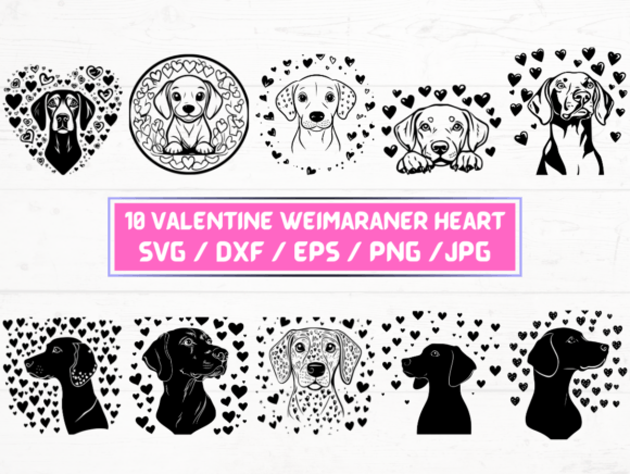 Valentine Weimaraner Heart SVG Laser Cut